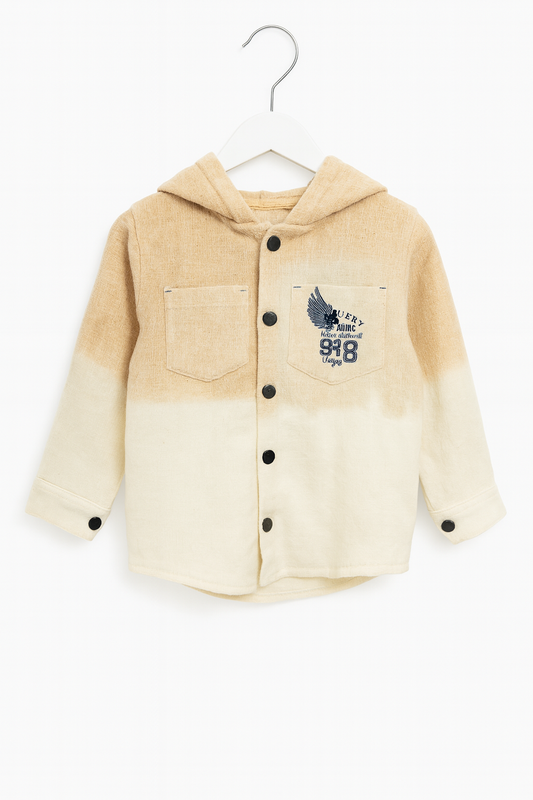 Beige Ombre Hooded Shirt