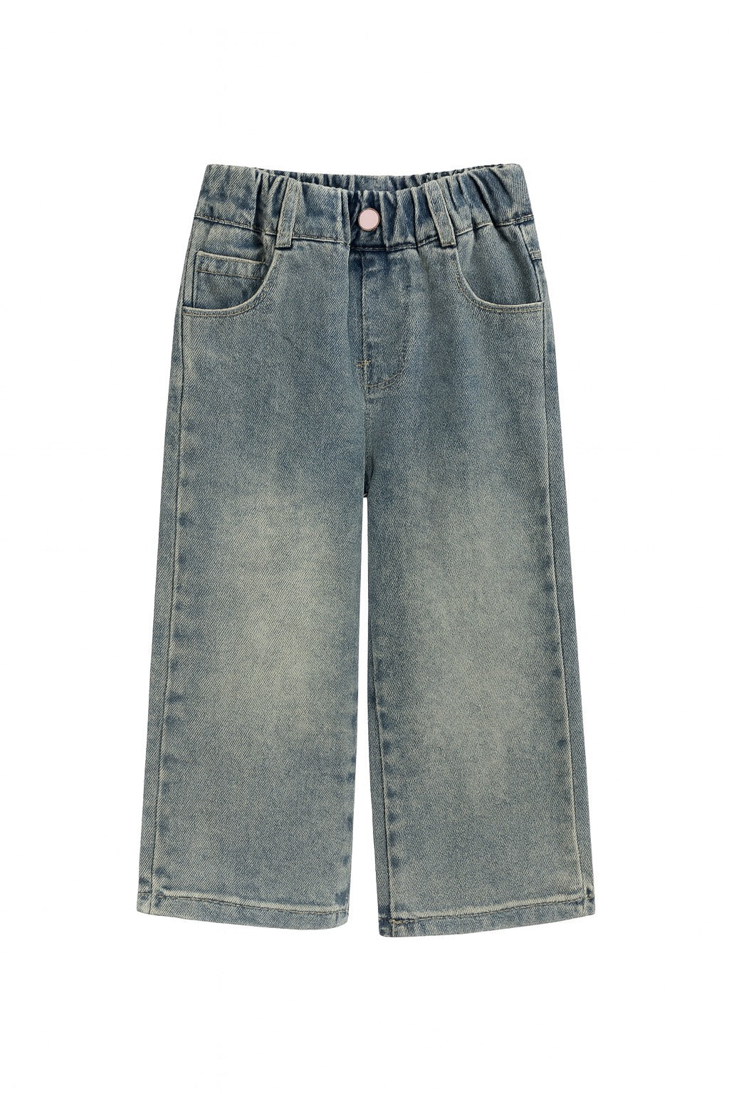 Light Wash Wide-Leg Jeans With Pink Back Pocket