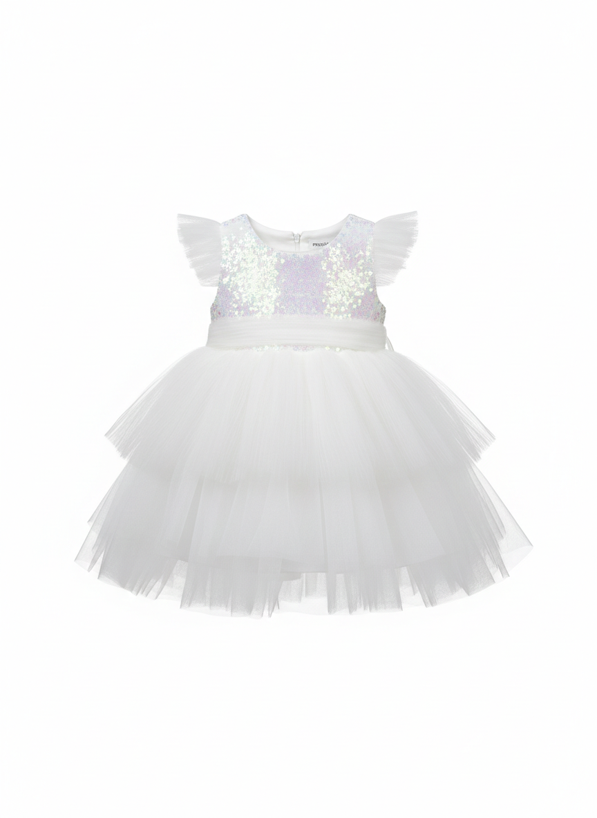 Sparkle White Sequin Tulle Baby Dress