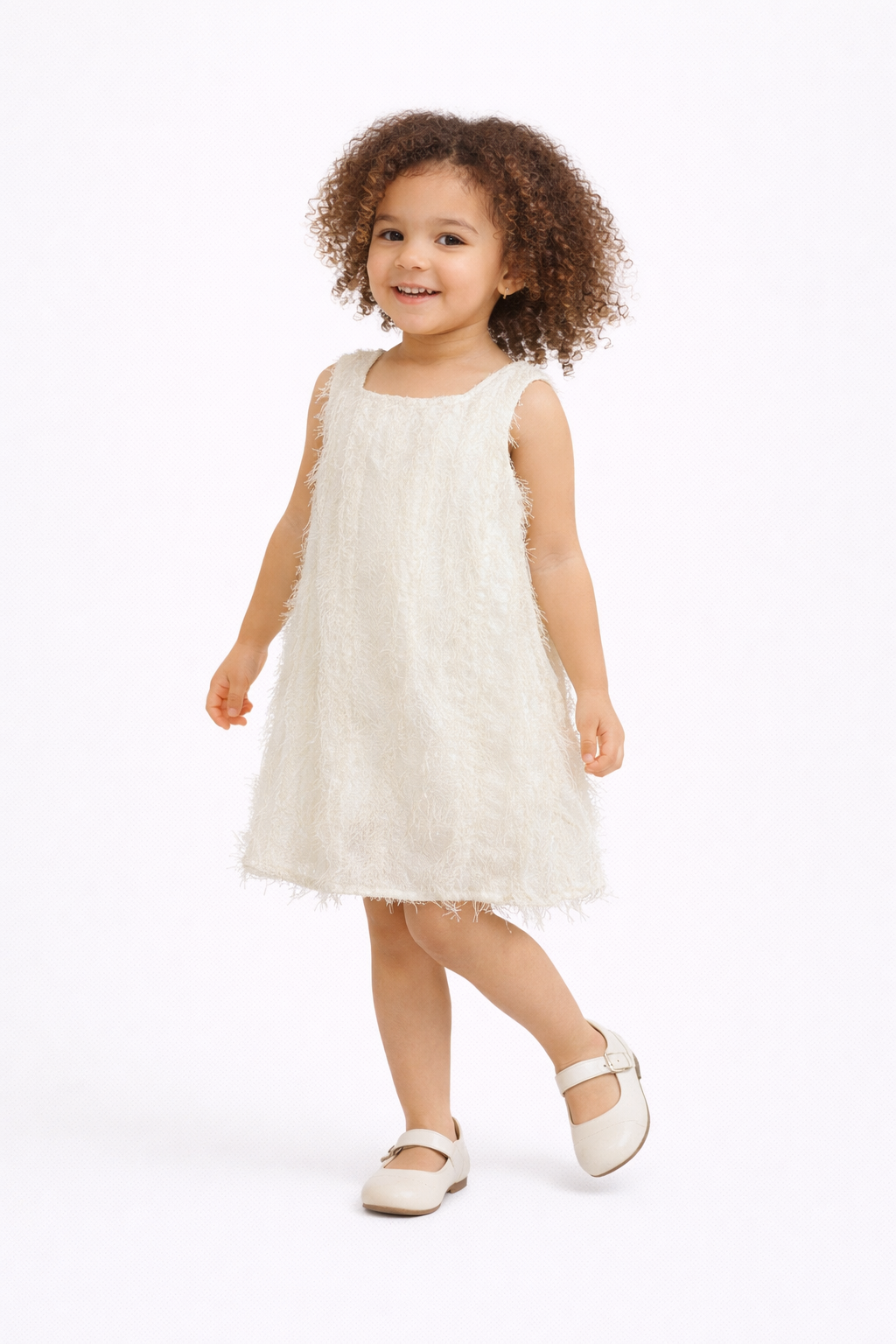 Ivory Textured Toddler Dress