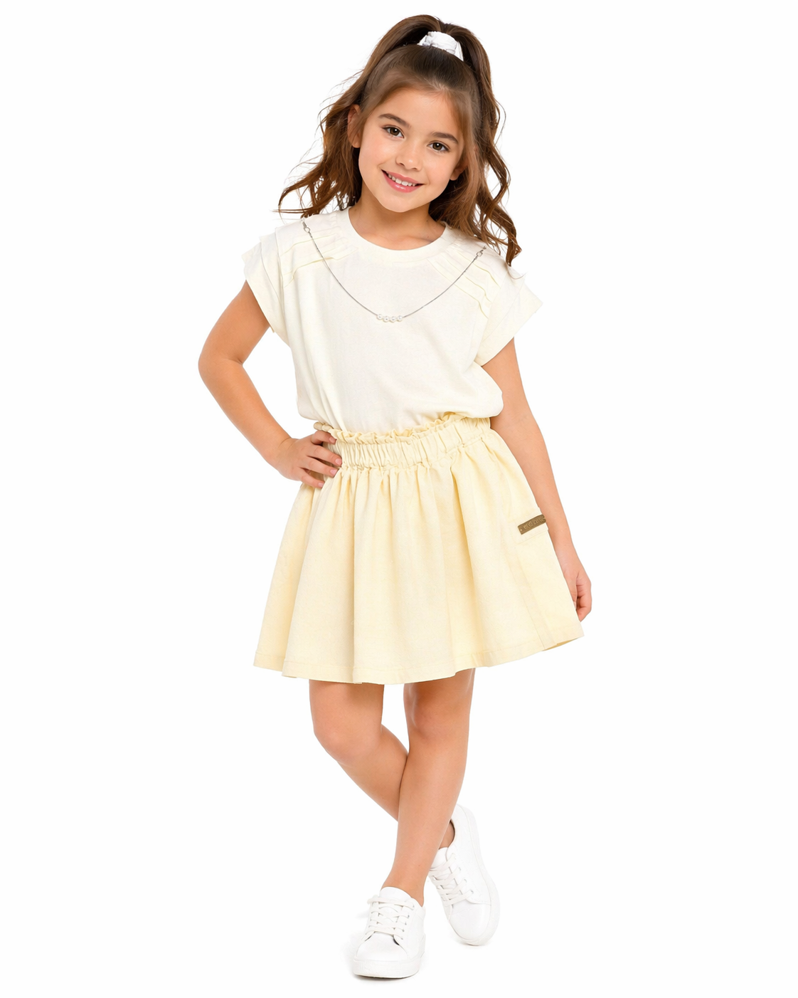 Ivory Ruffle Sleeve Kids Tee