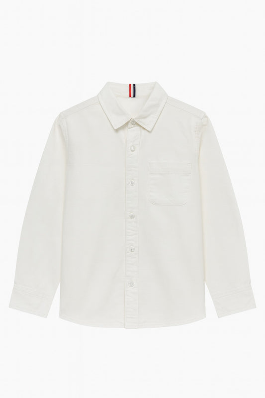 Classic White Button Up Shirt with Chest Pocket