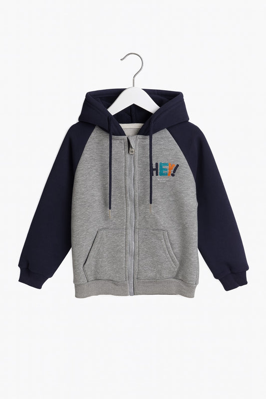 Grey and Navy Hoodie Jacket