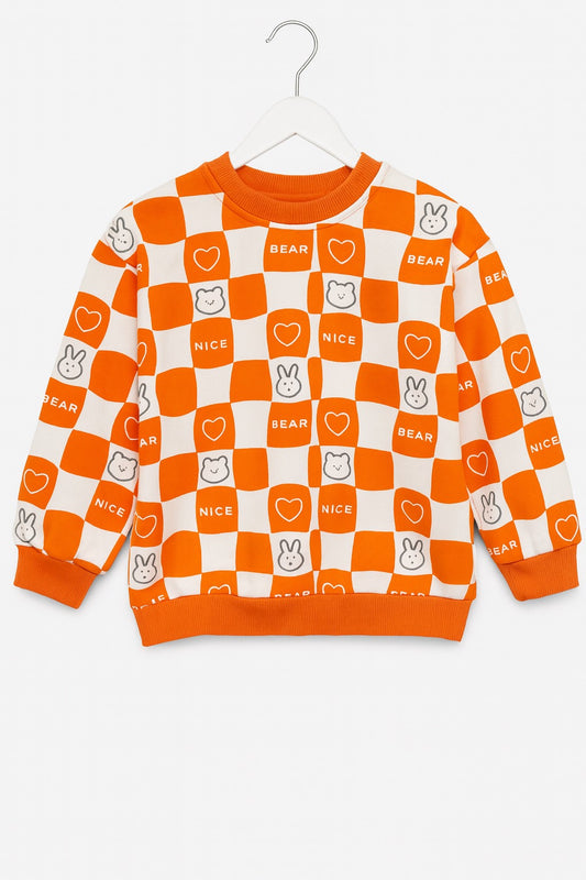 Orange & White Checkerboard Sweatshirt