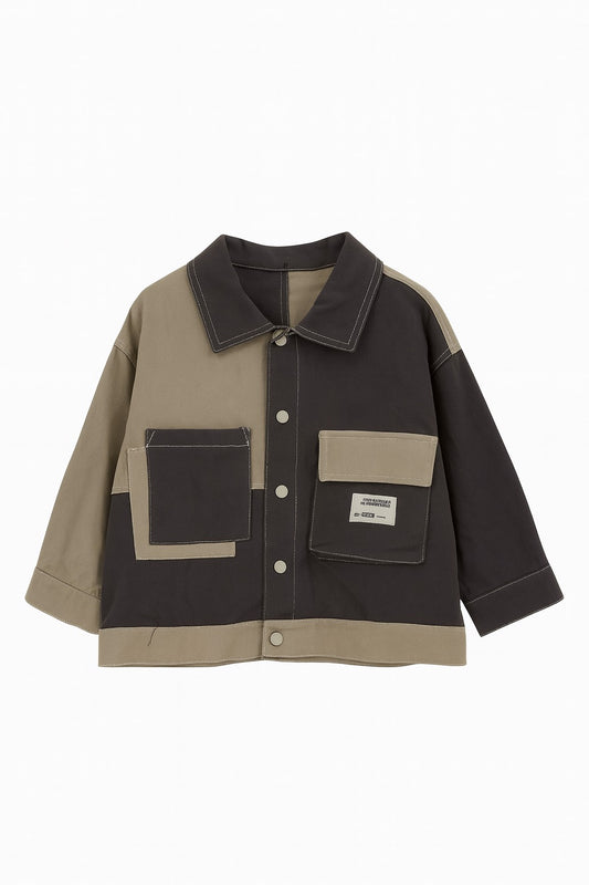 Colorblock Utility Jacket With Oversized Pockets