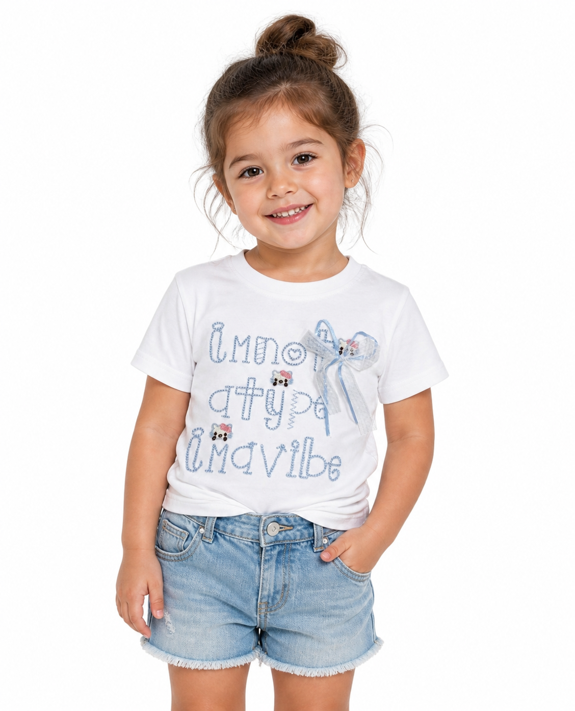 Cute Bow “Amore” Graphic Kids T-Shirt – White
