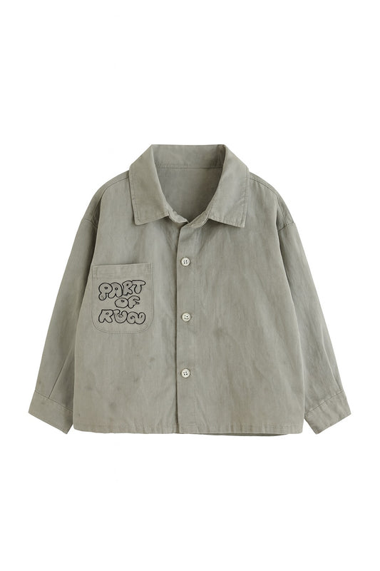 Khaki Button-up Shirt - Graffiti Back Print