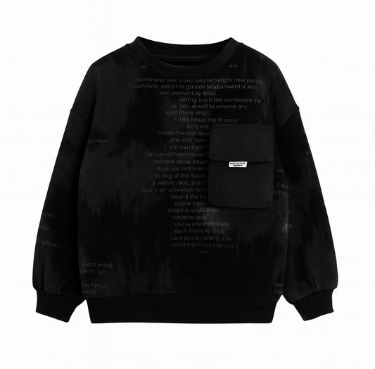 Black Printed Pocket Sweatshirt – Streetwear Style