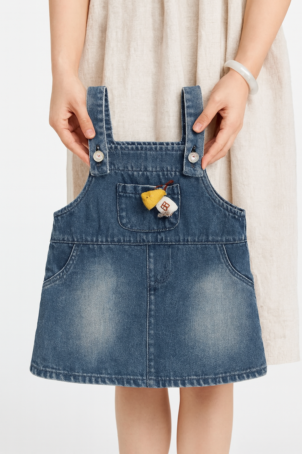 Denim Overall Dress With Front Pocket