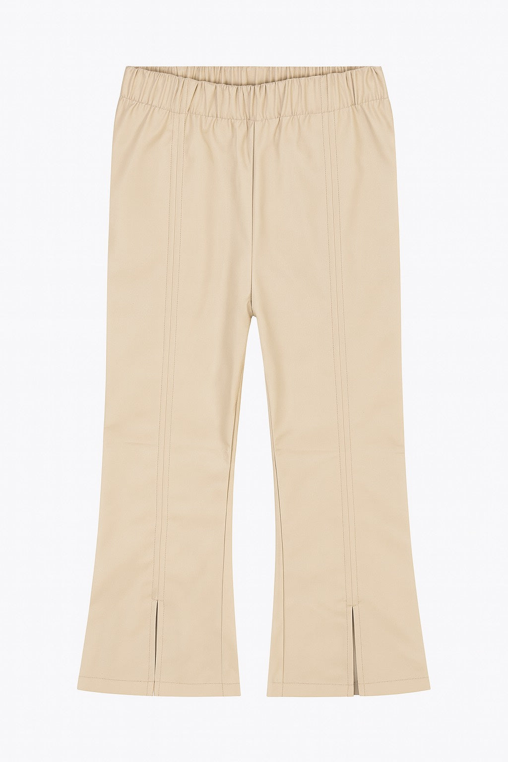 Beige Faux Leather Flared Pant