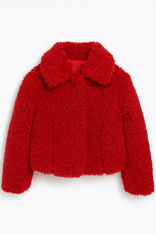 Red Fuzzy Sherpa Jacket