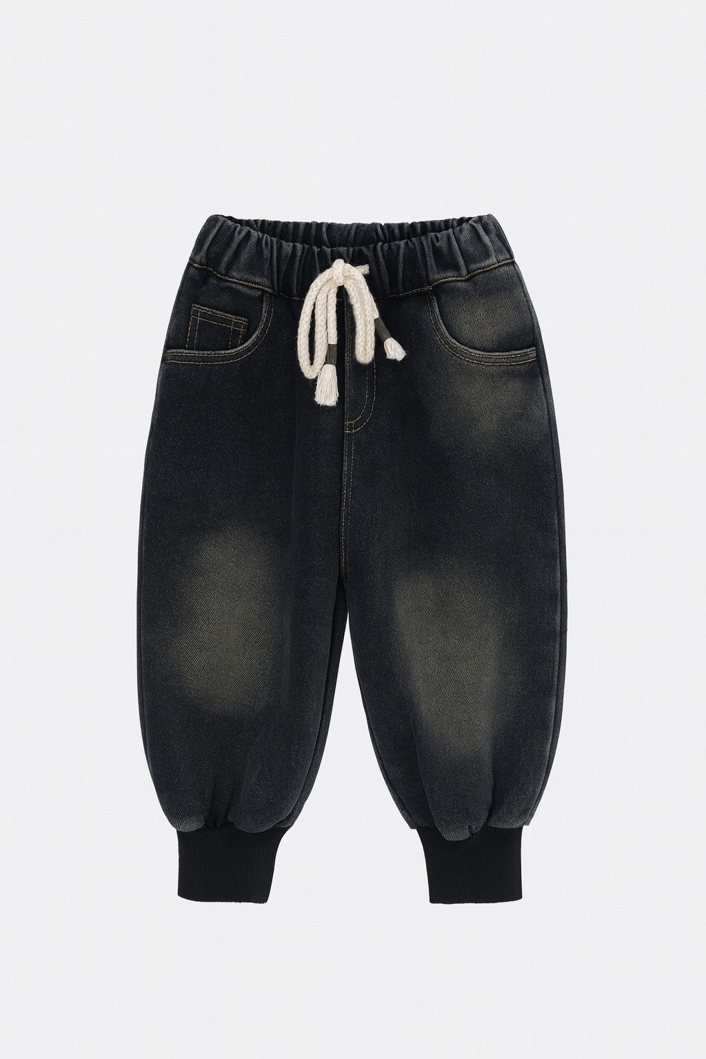 Dark-wash Denim Joggers with Basketball