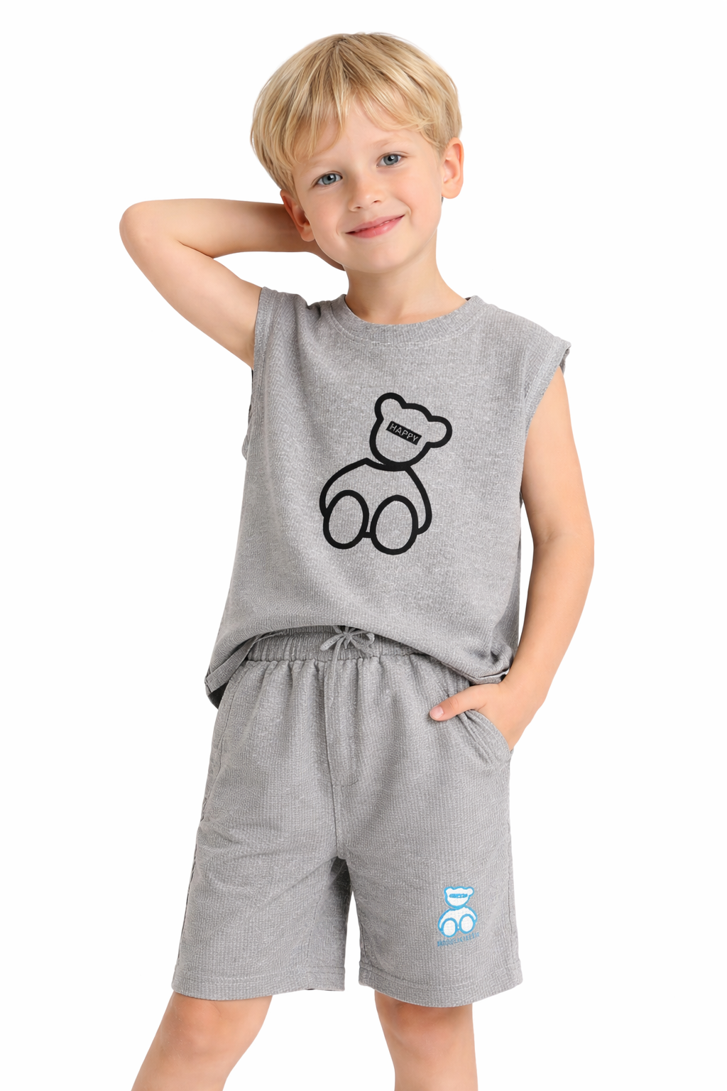 Grey “Happy Bear” Sleeveless Co-ord Set