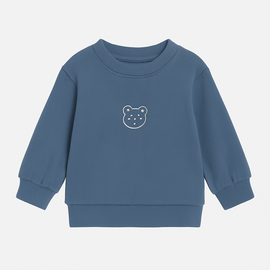 Blue Ribbed Sweatshirt