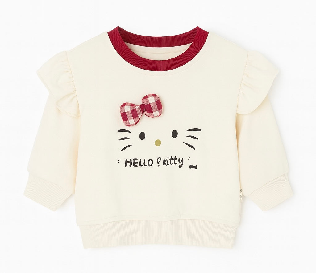 Hello Kitty Cream Ruffle Sleeve Sweatshirt
