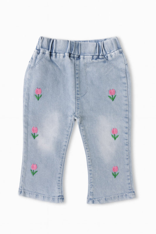 Flower Light Blue Jeans