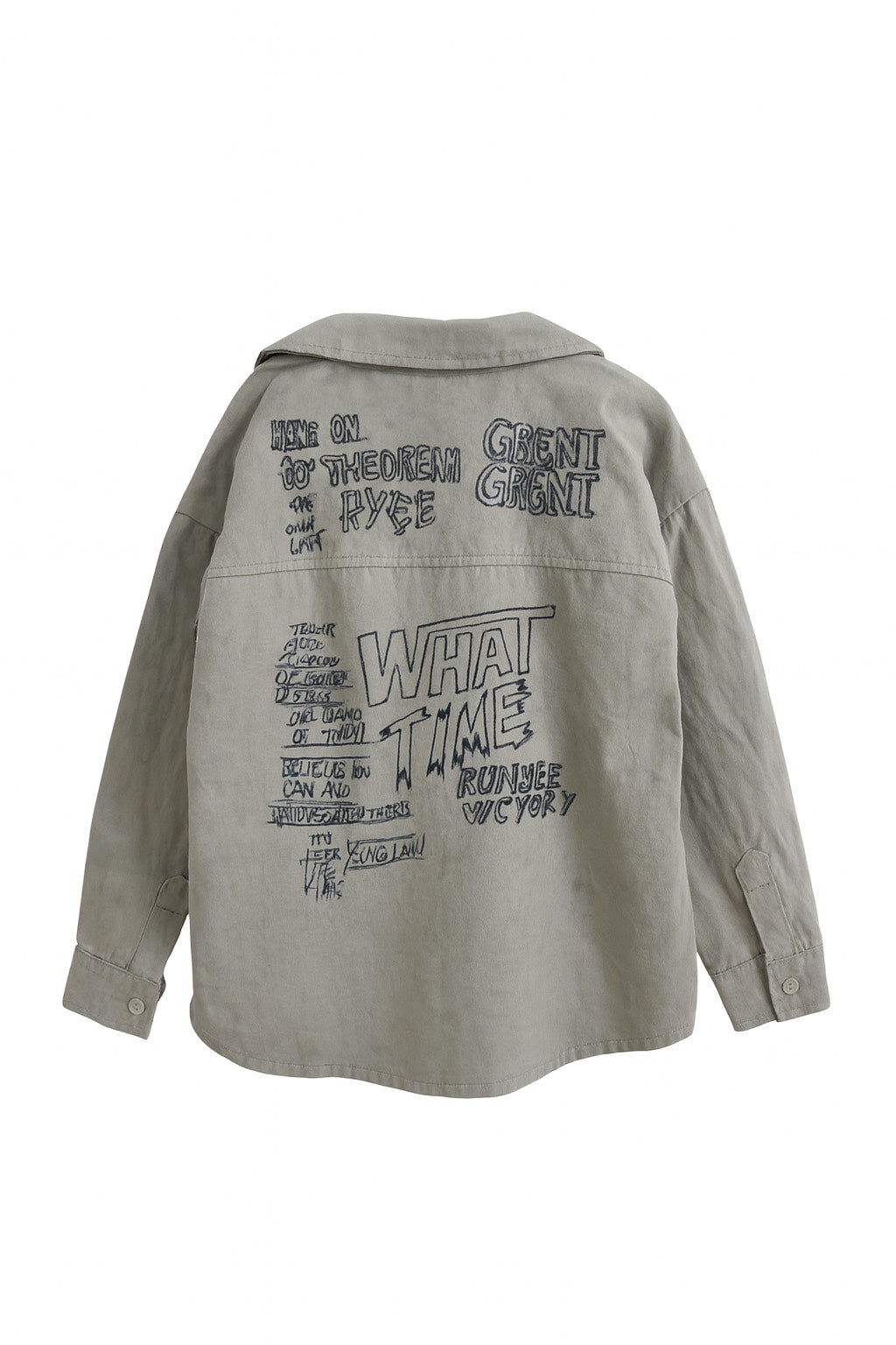Khaki Button-up Shirt - Graffiti Back Print