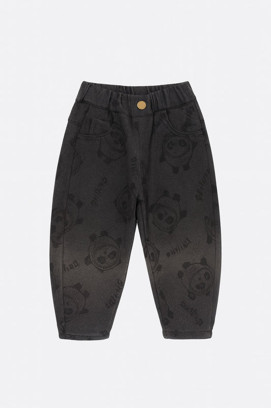 Black Faded Fleece Jeans