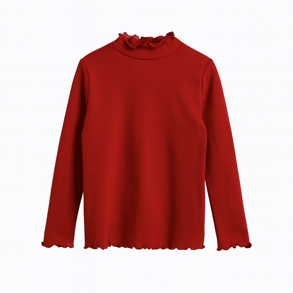 Autumn Ribbed Long Sleeve Top – Wine Red