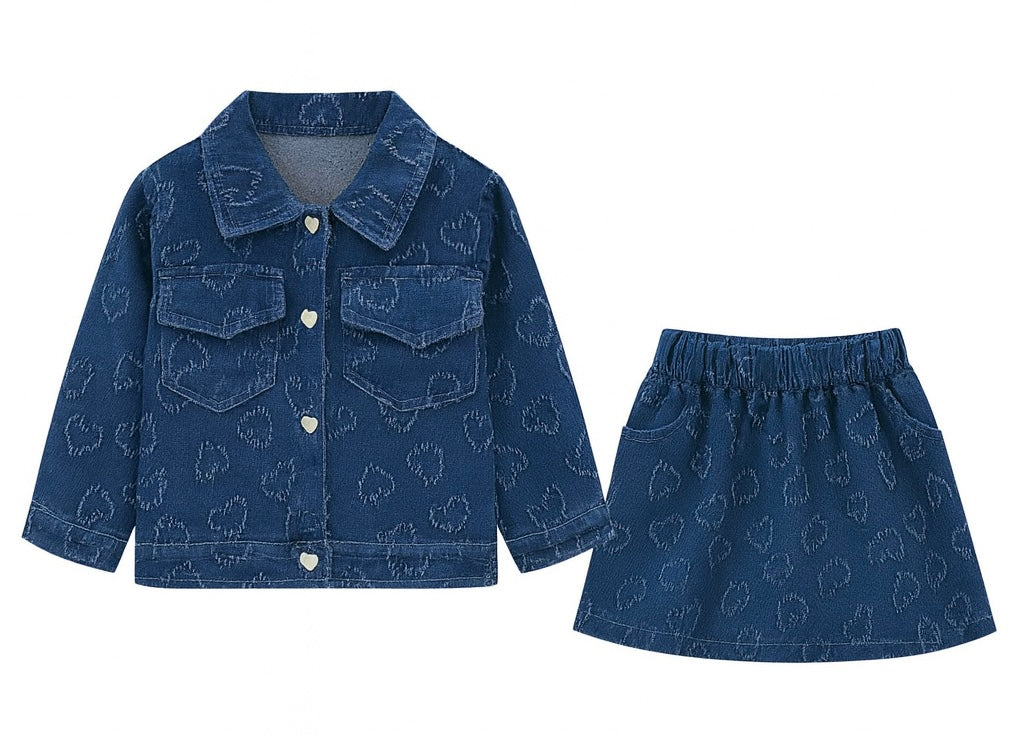 Two-Piece Denim Jacket & Skirt Set