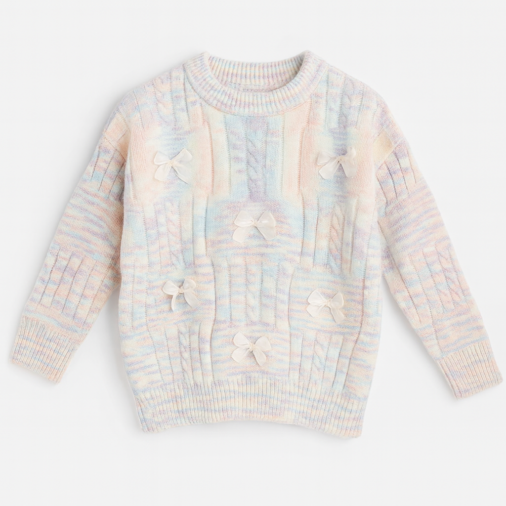 Pastel Rainbow Cable Knit Sweater