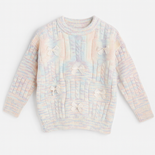 Pastel Rainbow Cable Knit Sweater
