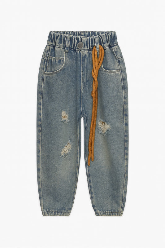 Distressed Blue Denim Jeans