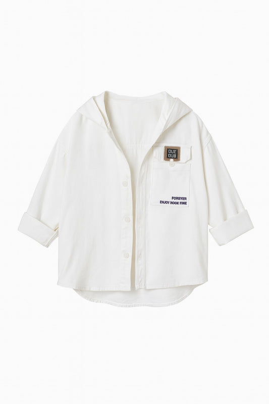 White Hooded Casual Shirt