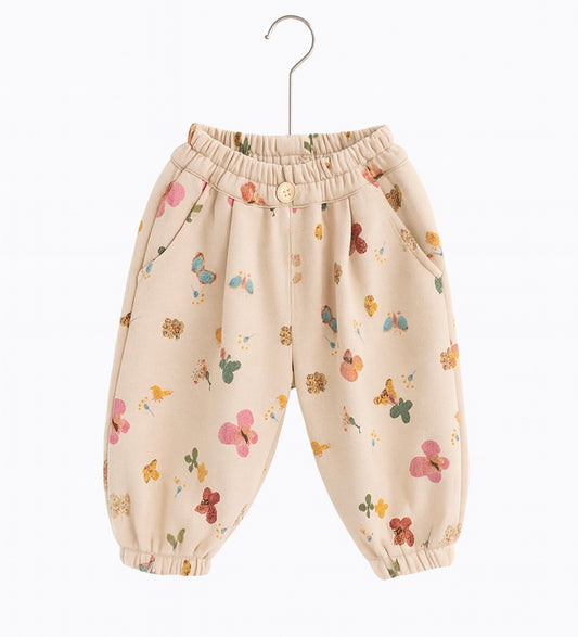 Beige Elastic-Waist Pants