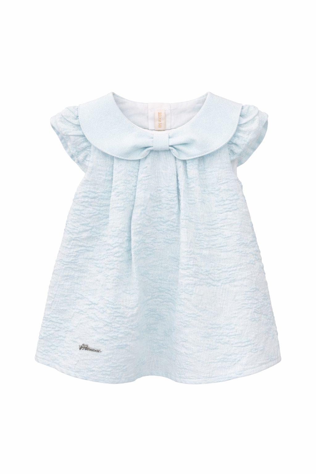 Sky Blue Textured Peter Pan Collar Baby Girl Dress