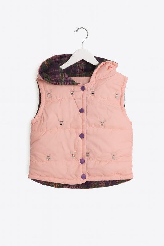 Pink Quilted Hooded Vest