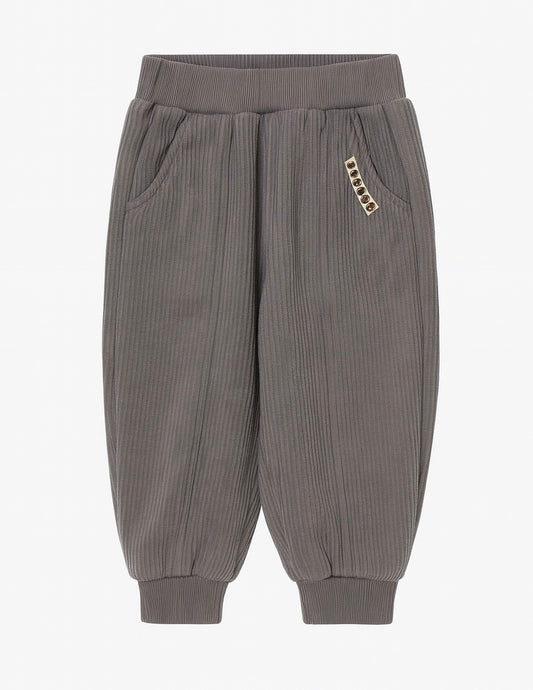 Grey Corduroy Jogger Pants-Fleece Inside