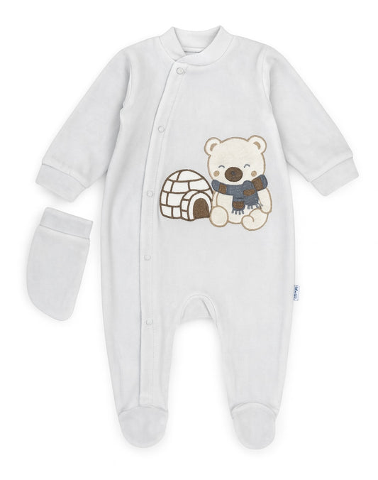 Light Gray Baby Sleepsuitl – Soft Fleece Footed Romper