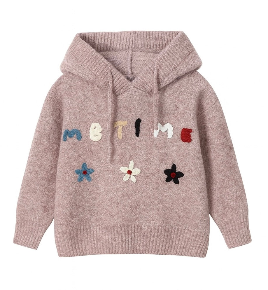 Lilac Hooded Sweater With Colorful Letter
