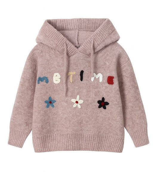 Lilac Hooded Sweater With Colorful Letter