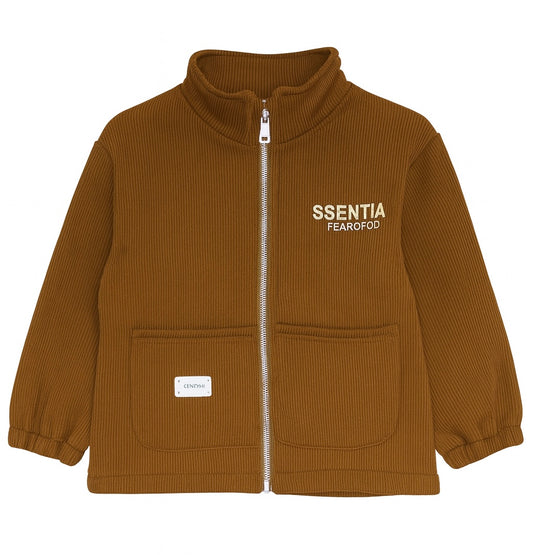 Grey Corduroy Zip-Up Jacket