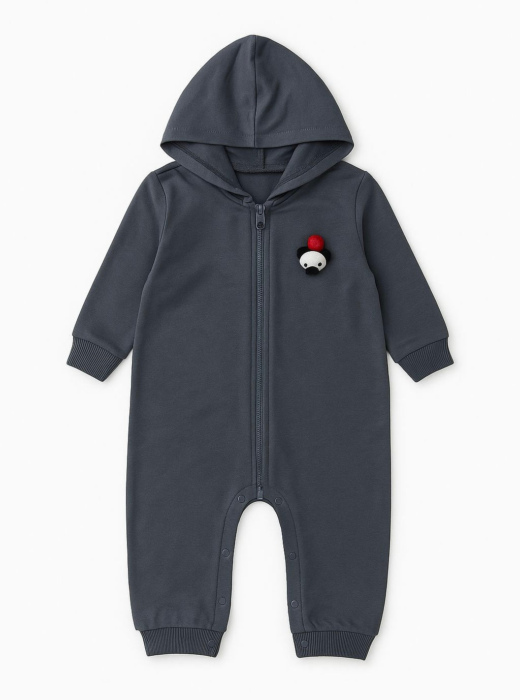 Baby Hooded Grey Zip-Up Romper