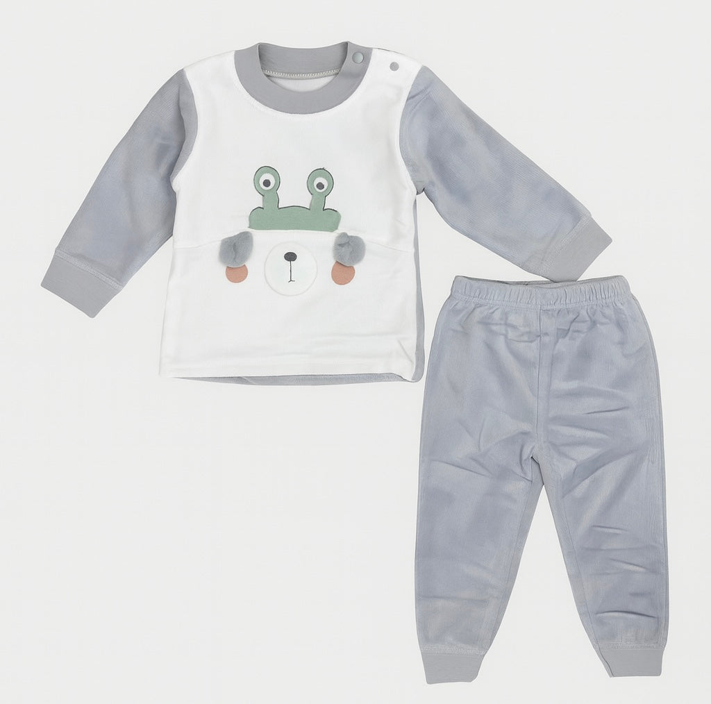 Gray & White Frog and Bear Baby Set
