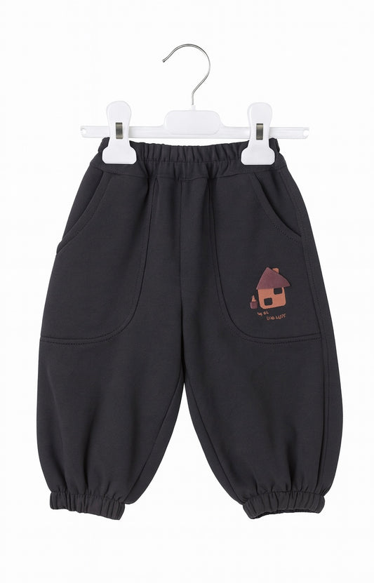 Toddler Bear Print Charcoal Jogger Pant