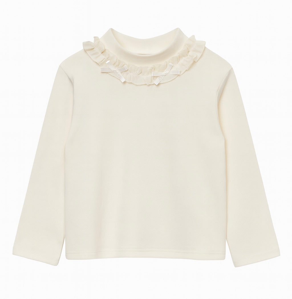 Elegant Cream Ruffle Collar Top