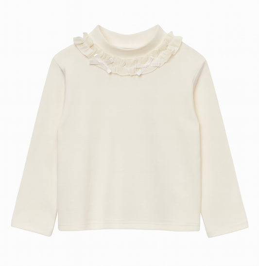 Elegant Cream Ruffle Collar Top
