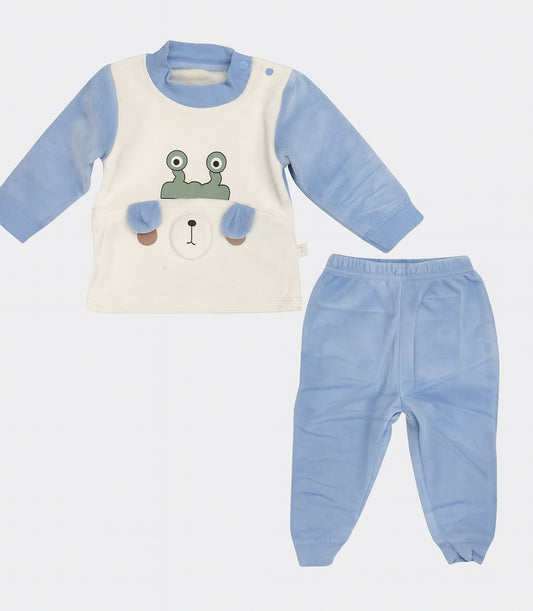 Blue & White Frog and Bear Baby Set