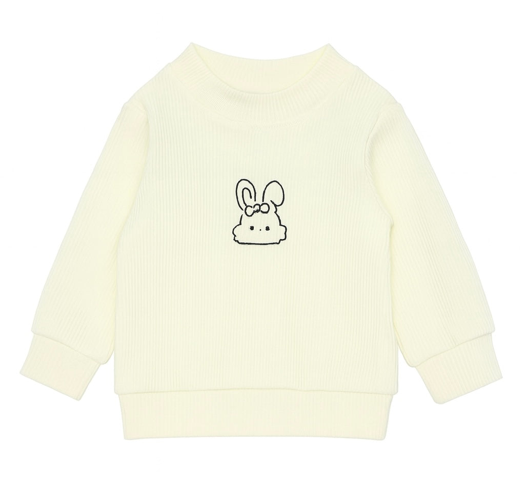 Cream Long Sleeve Top with Cartoon Bear Print