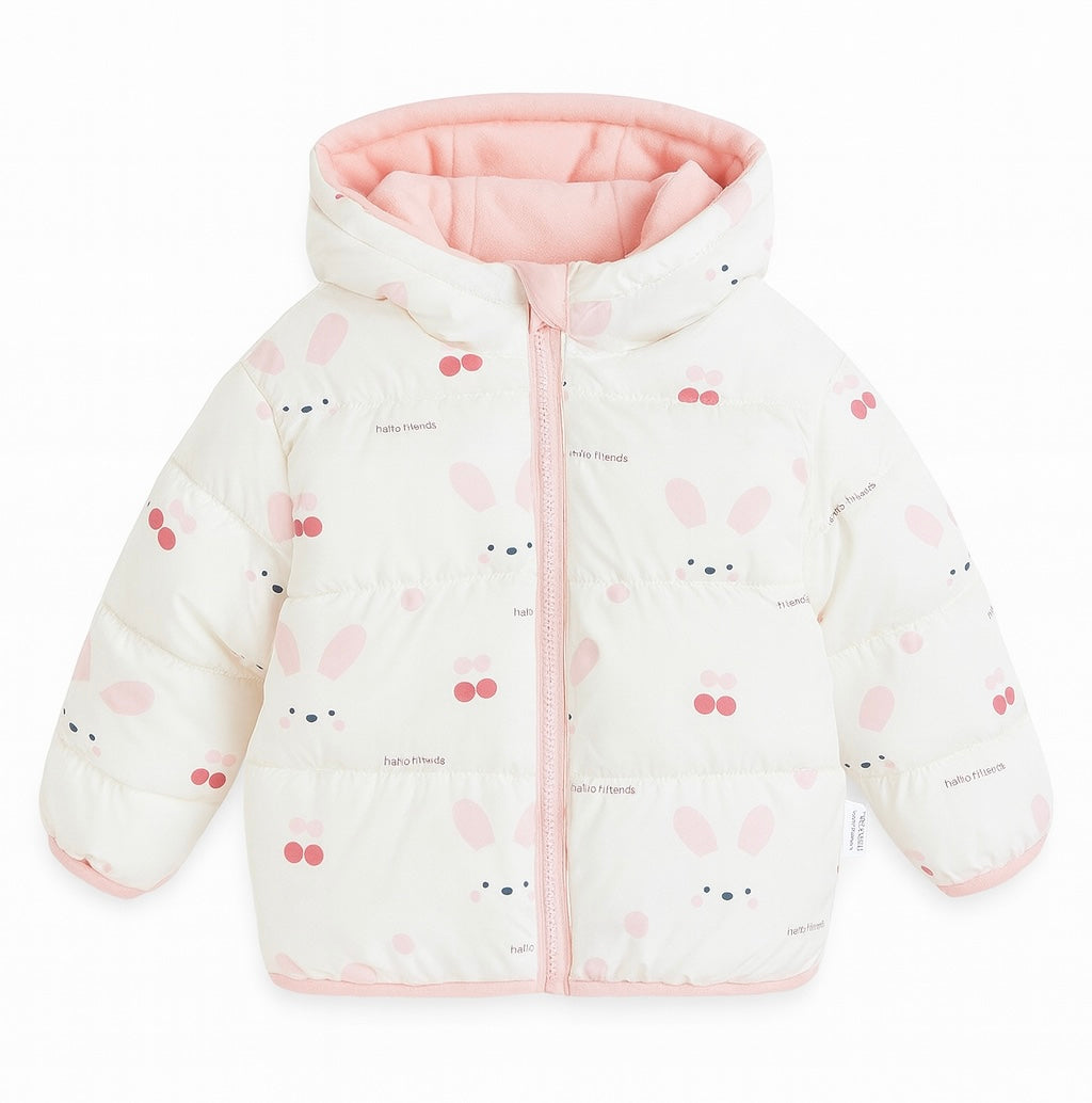 Winter Puffer Jacket - Pink with Cozy Hood
