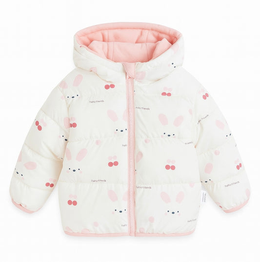 Winter Puffer Jacket - Pink with Cozy Hood