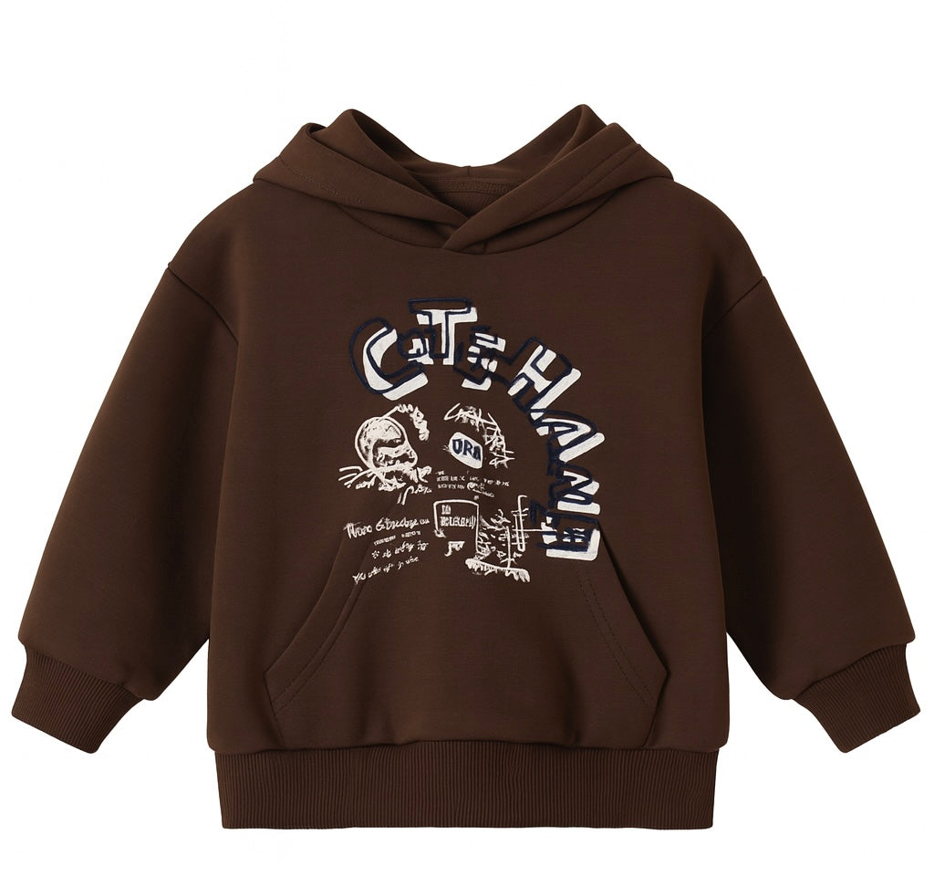 Brown Hoodie With Graphic Print