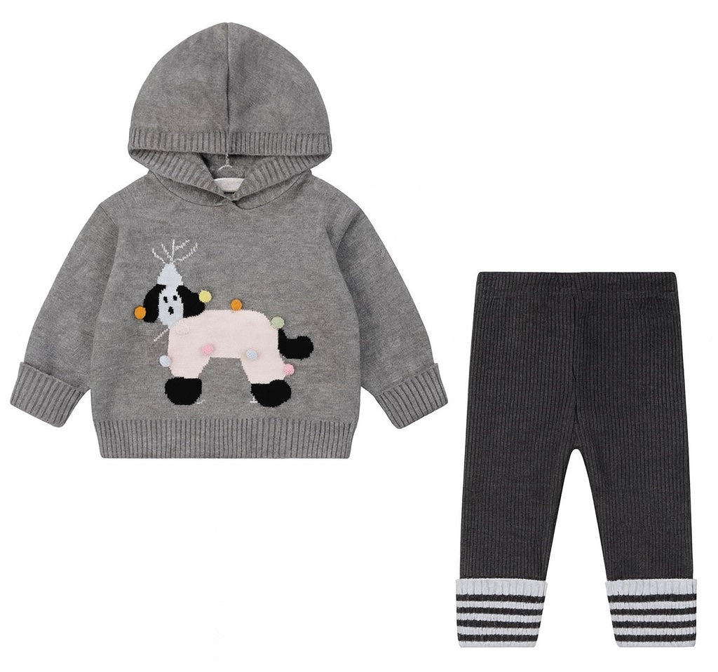2-Pieces Knitted Hoodie & Leggings Set – Poodle Design