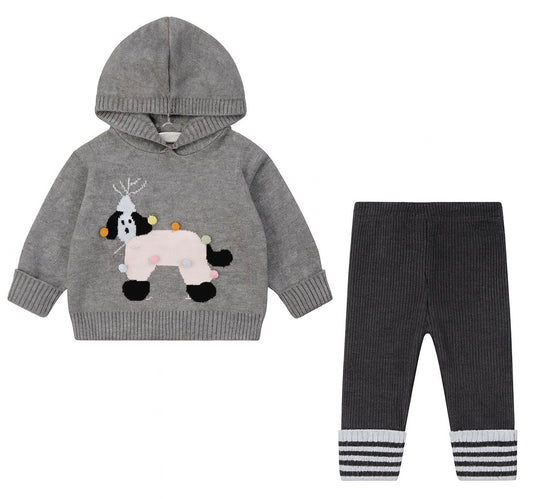 2-Pieces Knitted Hoodie & Leggings Set – Poodle Design