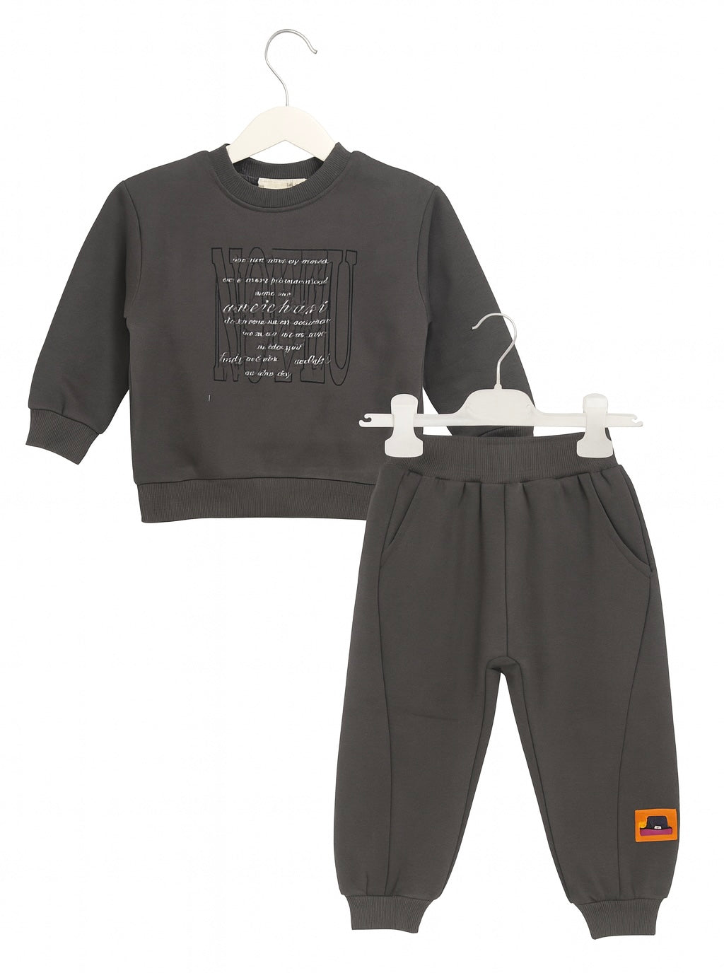 Charcoal Gray Kids’ Sweatshirt and Jogger Set – Cozy Casual Outfit