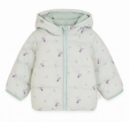 Winter Puffer Jacket - Mint Green with Cozy Hood